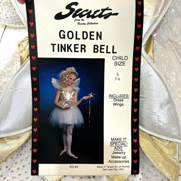 Golden Tinker Bell Fairy Dress Secrets Nunley Collection Child NWT NOS - Picture 2 of 15